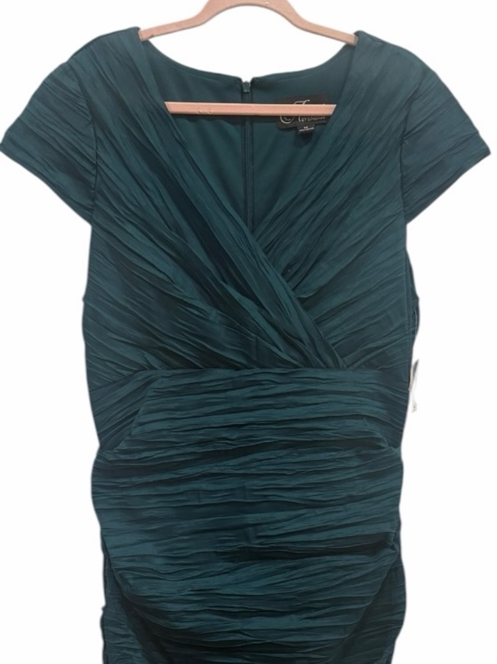 Alex Evenings Women's Crinkle Stretch Taffeta Mermaid Gown Green size 8 NWT - Picture 9 of 10